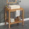Armoire de toilette en teck solide avec lavabo en marbre Crème 622649622649