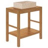 Armoire de toilette en teck solide avec lavabo en marbre Crème 622649622649