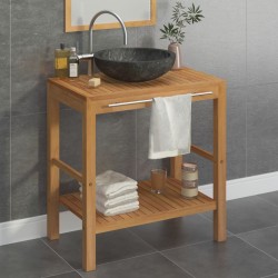 Armoire de toilette en teck solide avec lavabo en marbre Noir 622650622650