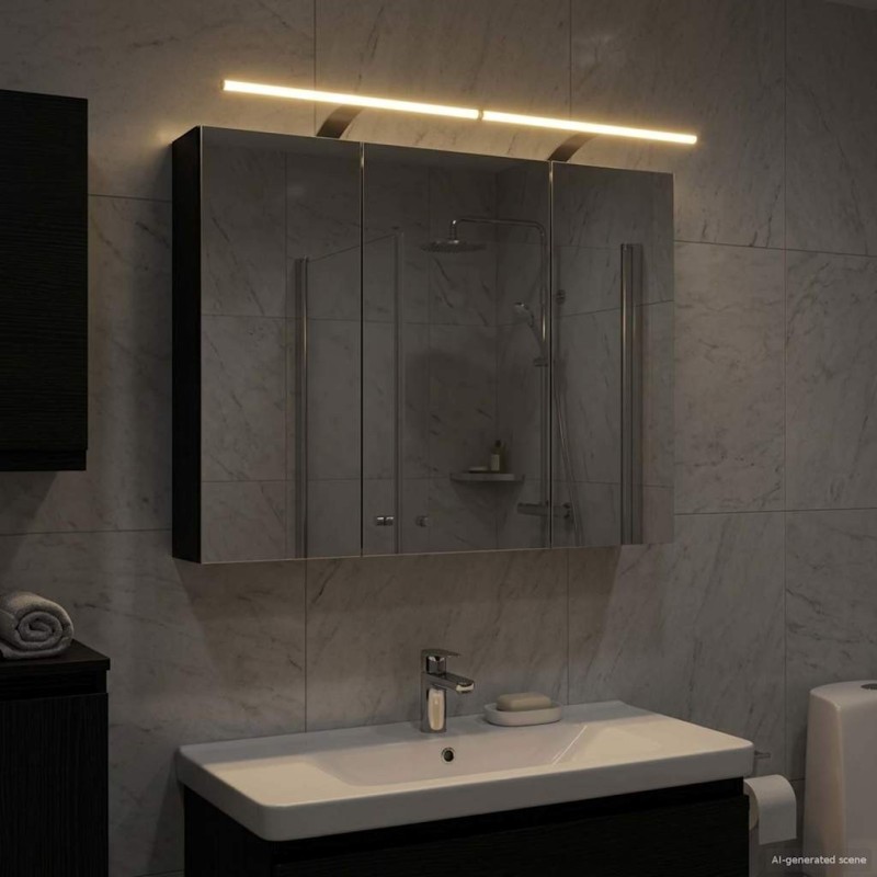 Armoire Miroir de Salle de Bain Chêne noir 100 x 14,5 x 70 cm 622651622651