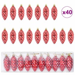 Boule de Pomme de Pin de Noël 40 pcs Rouge Plastique 622666622666
