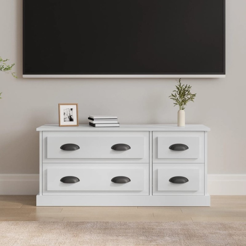 Meuble TV blanc brillant 100x35,5x45 cm bois d'ingénierie 622668622668