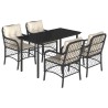 Ensemble à manger de jardin coussins 5pcs Noir Résine tressée 622669622669