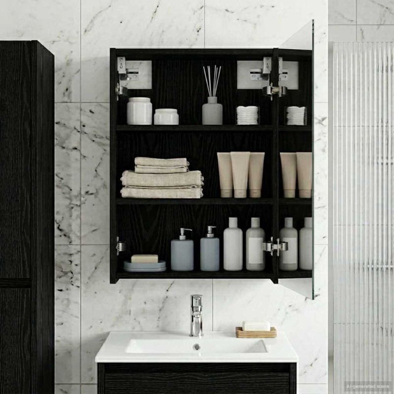 Armoire Miroir de Salle de Bain Chêne noir 43 x 16 x 62.5 cm 622677622677