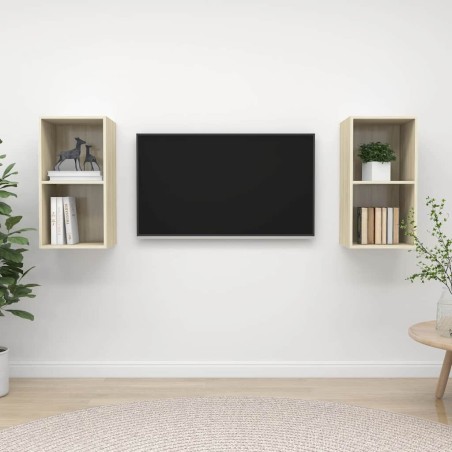 Meubles TV muraux 2 pcs Chêne sonoma Bois d'ingénierie 622692622692