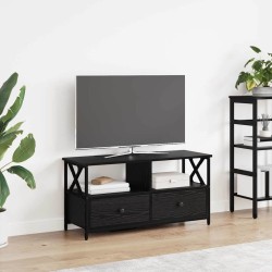 Meuble TV Chêne noir 90 x 33 x 45 cm Bois d'ingénierie et acier 622694622694