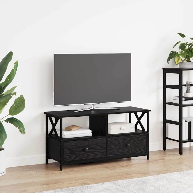Meuble TV Chêne noir 90 x 33 x 45 cm Bois d'ingénierie et acier 622694622694