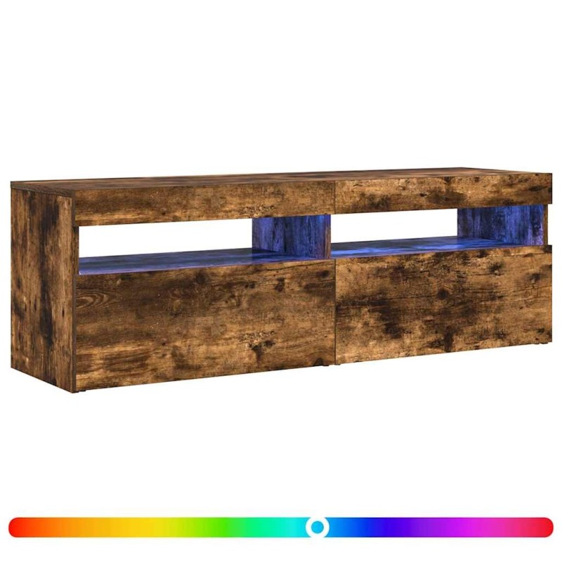 Meuble TV avec lumières LED chêne fumé 120x35x40 cm 622696622696