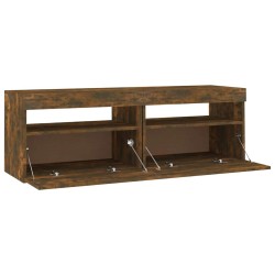 Meuble TV avec lumières LED chêne fumé 120x35x40 cm 622696622696