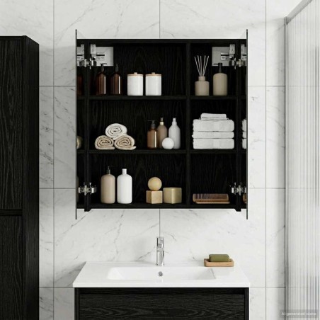 Armoire Miroir de Salle de Bain Chêne noir 60 x 14,5 x 70 cm 622708622708