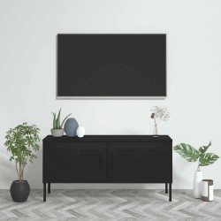 Meuble TV Noir 105x35x50 cm Acier 622729622729