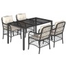 Ensemble à manger de jardin coussins 5pcs Noir Résine tressée 622739622739