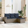 Ensemble de canapé de jardin 4 pcs avec coussins gris résine tressée 622741622741
