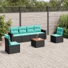 Salon de jardin 7 pcs avec coussins noir résine tressée 622751622751