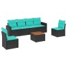 Salon de jardin 7 pcs avec coussins noir résine tressée 622751622751