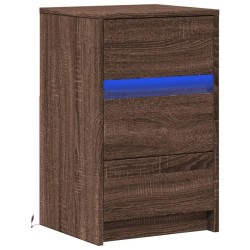 Armoire de chevet et lumières LED chêne marron bois ingénierie 622766622766