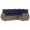 Ensemble de canapé de jardin 4 pcs avec coussins gris résine tressée 622785622785