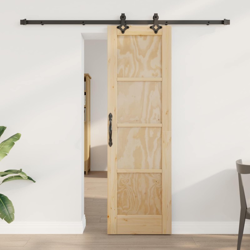 Porte coulissante Naturel et noir 61 x 198,5 cm 622787622787