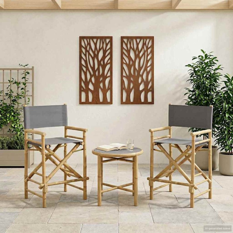 Chaise de directeur pliante 2 pcs Naturel Bambou 622790622790
