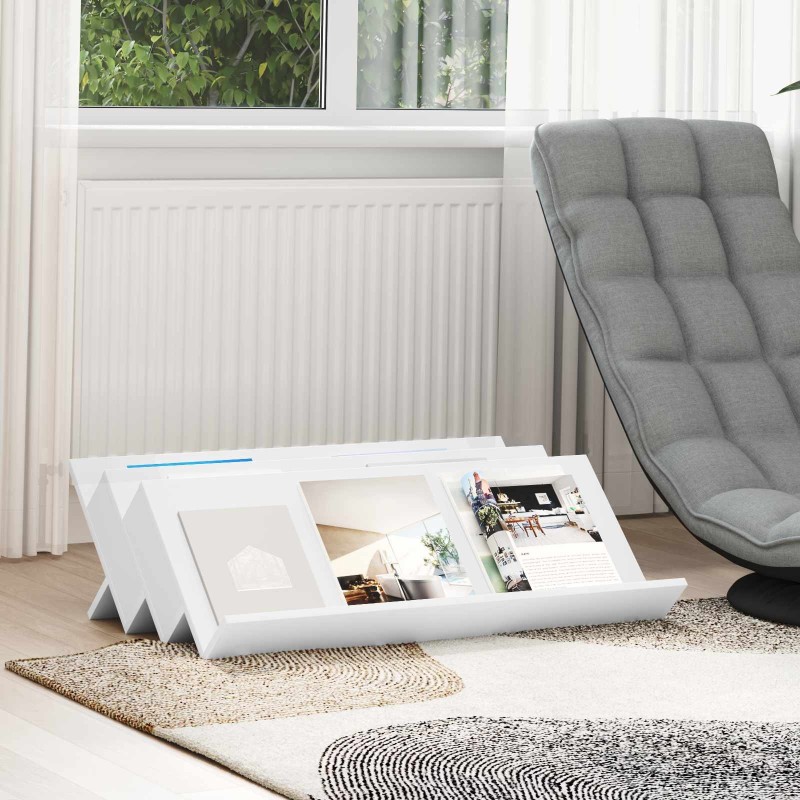 Étagère à magazines Blanc 90 x 53 x 28,5 cm Bois d'ingénierie 622792622792