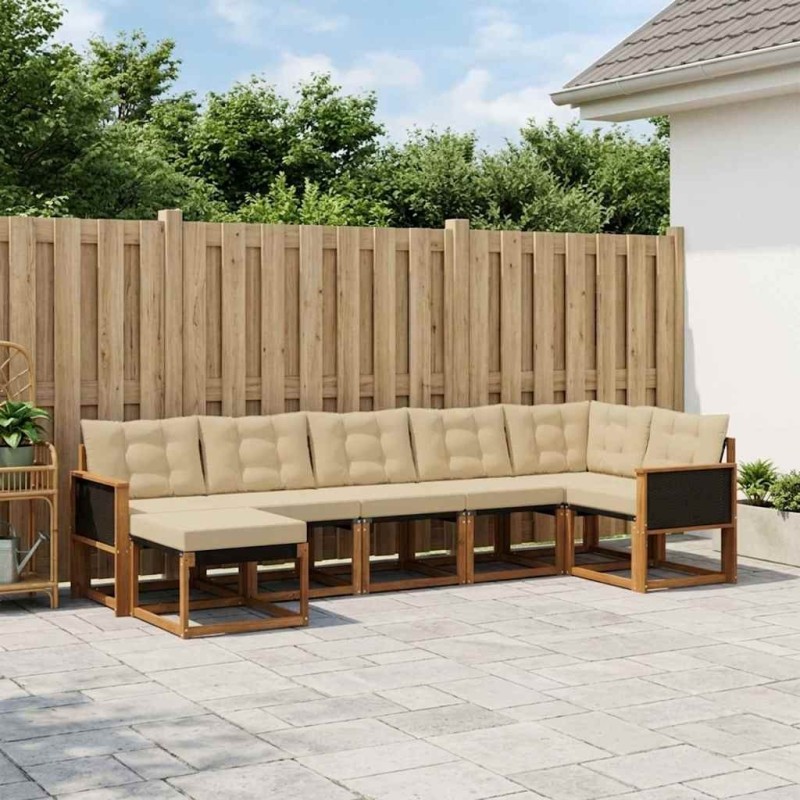 Ensemble de canapés d'extérieur 7 pcs Naturel et Beige 622801622801