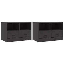 Meubles TV 2 pcs noir 67x39x44 cm acier 622803622803