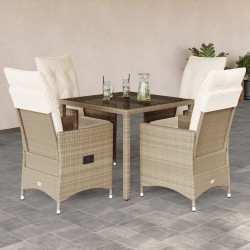 Ensemble à manger de jardin avec coussins 5pcs Beige poly rotin 622806622806