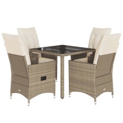 Ensemble à manger de jardin avec coussins 5pcs Beige poly rotin 622806622806