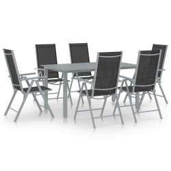 Ensemble à manger de jardin 7 pcs aluminium argenté et noir 622807622807