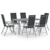 Ensemble à manger de jardin 7 pcs aluminium argenté et noir 622807622807