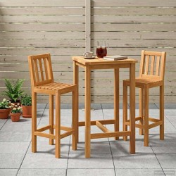 Ensemble de bar extérieur 3 pcs Non traité Bois de teck massif 622809622809