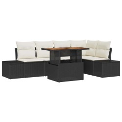Ensemble de canapé de jardin 6 pcs Noir Poly rotin 622810622810