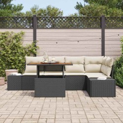 Ensemble de canapé de jardin 6 pcs Noir Poly rotin 622810622810