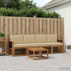 Ensemble de canapés d'extérieur avec coussin 4 pcs Naturel 622814622814