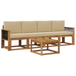 Ensemble de canapés d'extérieur avec coussin 4 pcs Naturel 622814622814