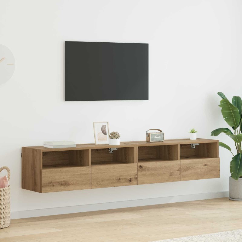 Meubles TV muraux 2 pcs Chêne artisanal Bois d'ingénierie 622816622816