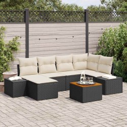 Ensemble de canapé de jardin 7 pcs Noir et blanc 622821622821