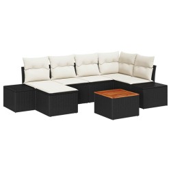 Ensemble de canapé de jardin 7 pcs Noir et blanc 622821622821