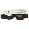 Ensemble de canapé de jardin 7 pcs Noir et blanc 622821622821