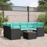 Ensemble de canapé de jardin 7 pcs avec coussins noir résine tressée 622822622822