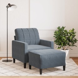 Fauteuil avec repose-pied Gris foncé 60 cm Velours 622823622823
