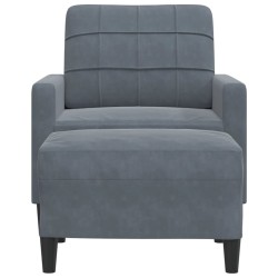 Fauteuil avec repose-pied Gris foncé 60 cm Velours 622823622823