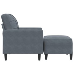 Fauteuil avec repose-pied Gris foncé 60 cm Velours 622823622823