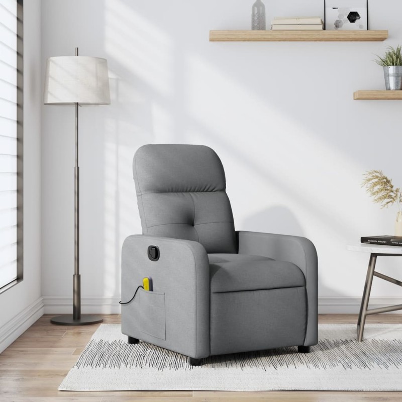 Fauteuil inclinable de massage gris clair tissu 622824622824