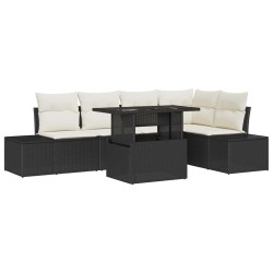 Ensemble de canapé de jardin 6 pcs Noir Poly rotin 622825622825