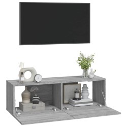 Meubles TV muraux 2pcs sonoma gris 100x30x30 cm bois ingénierie 622826622826