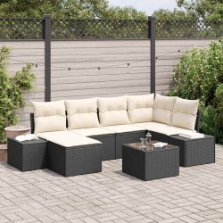 Ensemble de canapé de jardin 6 pcs Noir et Crème polyrotin 622830622830