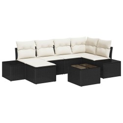 Ensemble de canapé de jardin 6 pcs Noir et Crème polyrotin 622830622830