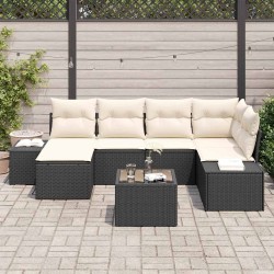 Ensemble de canapé de jardin 6 pcs Noir et Crème polyrotin 622830622830