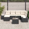 Ensemble de canapé de jardin 6 pcs Noir et Crème polyrotin 622830622830